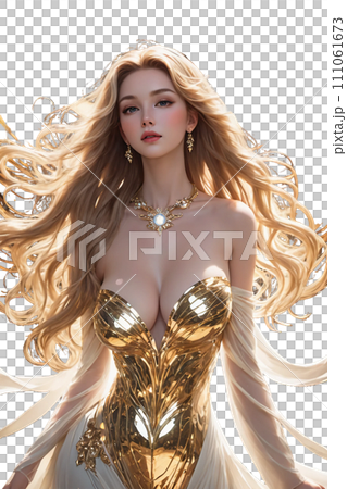 金のドレスの女神_AI 111061673