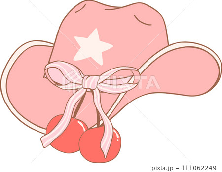 Coquette Cowgirl hat with pink ribbon bow  111062249