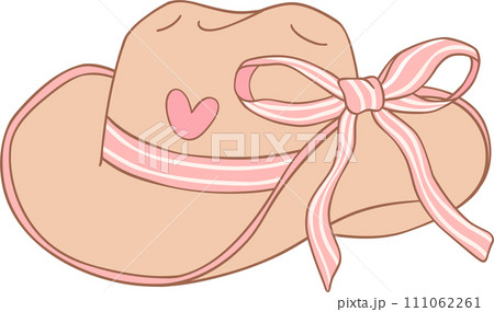Coquette Cowgirl hat with pink ribbon bow  111062261