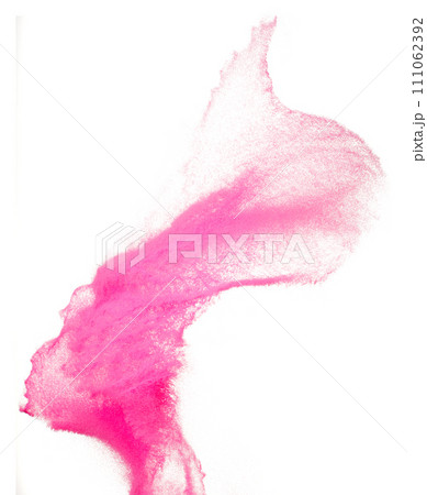Pink Sand Storm desert with wind blow spin swirl around. Pink sand tornado storm with high wind. Fine Sand circle around, White background Isolated throwing particle element object 111062392