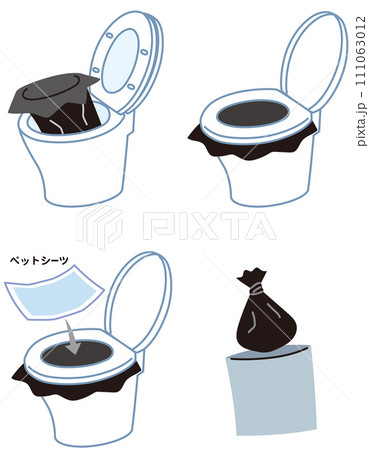 ペットシーツを使用した簡易トイレの使用手順　防災用品 111063012