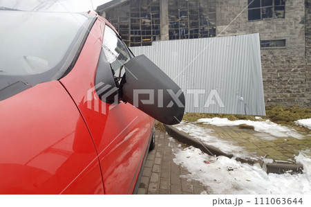 Cars mirror is broken, car accident in parking Cars mirror is broken, car accident in parking 111063644