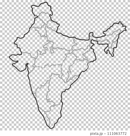 Map of India (line drawing) 111063772