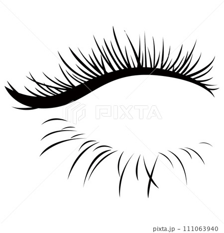 睫毛　エクステンション　つけまつげのベクターイラスト 111063940