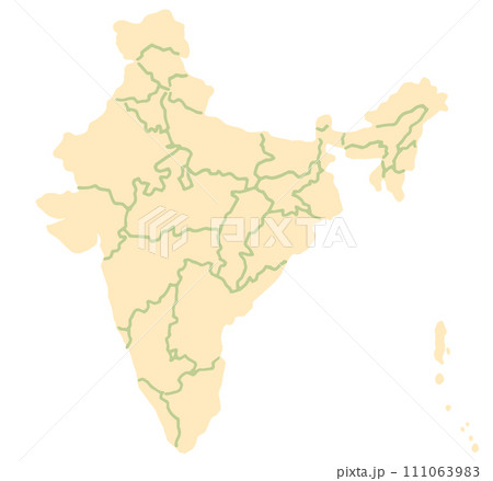 インドの地図 アンダマン諸島(イエロー) インドの地図 アンダマン諸島(イエロー) 111063983