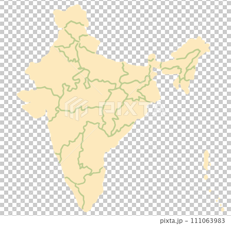 インドの地図 アンダマン諸島(イエロー) インドの地図 アンダマン諸島(イエロー) 111063983