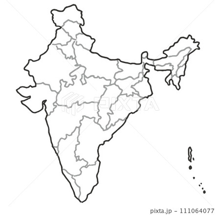 インドの地図　アンダマン諸島（線画） 111064077
