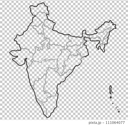 インドの地図　アンダマン諸島（線画） 111064077