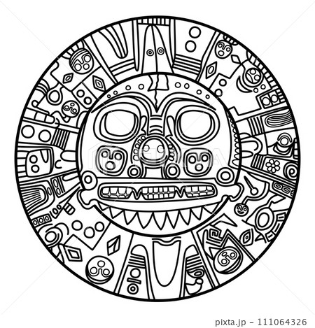 Golden sun of Echenique. Pre-Hispanic golden plate of unknown meaning. Maybe representing the sun god Inti, worn as breastplate by Inca rulers. Since 1986 it is the coat of arms of the city Cusco. 111064326