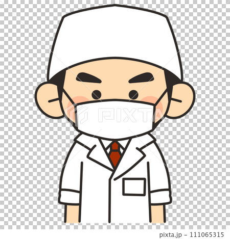 Illustration of a sushi chef wearing a mask 111065315