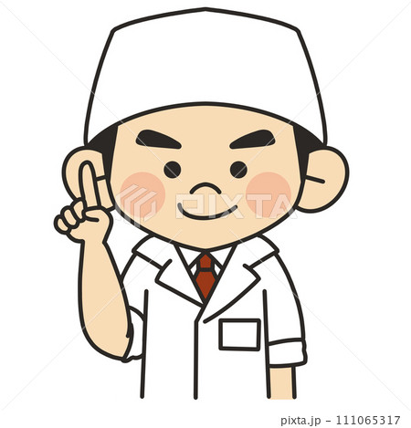 指差しポーズをする寿司職人のイラスト 指差しポーズをする寿司職人のイラスト 111065317