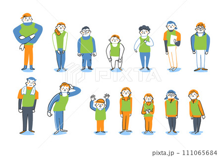 小学生からシニアまでのゼッケンまたはビブスをつけた人々 ボランティア セット イラスト素材 小学生からシニアまでのゼッケンまたはビブスをつけた人々 ボランティア セット イラスト素材 111065684