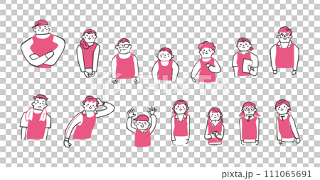 People wearing bibs or bibs from elementary school students to seniors upper body volunteer set illustration material People wearing bibs or bibs from elementary school students to seniors upper body volunteer set illustration material 111065691