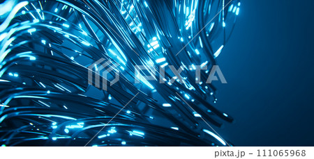 Abstract sci-fi technology background with neon bokeh lights.  111065968