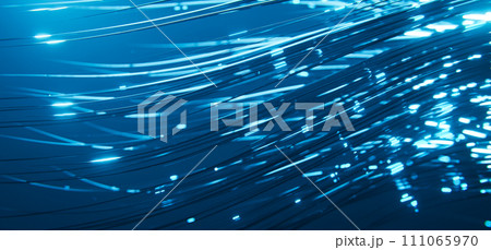 Abstract sci-fi technology background with neon bokeh lights.  111065970