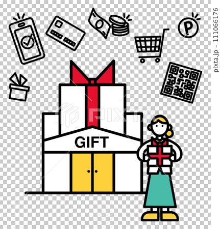 Simple line drawing gift shop illustration (people) 111066176