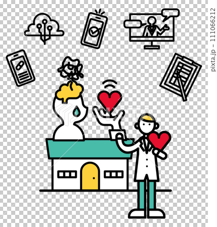 Simple line drawing mental clinic illustration (person) Simple line drawing mental clinic illustration (person) 111066212