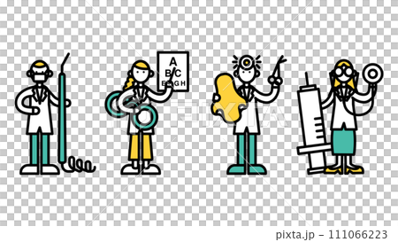 Simple line drawings of various hospital teachers (A) 111066223