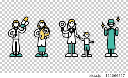 Simple line drawings of various hospital teachers (C) 111066227
