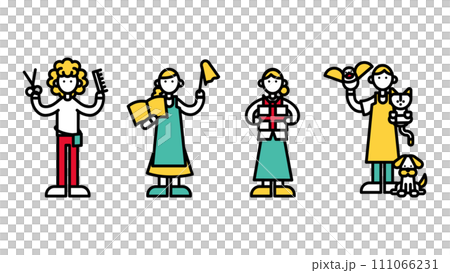 シンプルな線画の様々なお店で働く人物(A)のイラスト シンプルな線画の様々なお店で働く人物(A)のイラスト 111066231