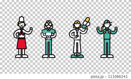 用簡單的線條畫在各個商店工作的人(D)的插圖 用簡單的線條畫在各個商店工作的人(D)的插圖 111066241