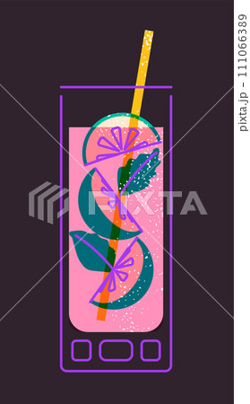 Cocktail glass drink vector illustration 111066389