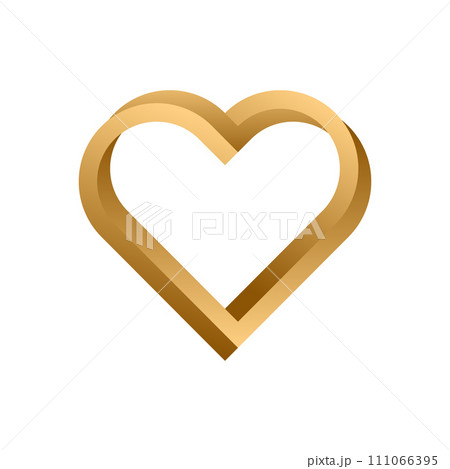 Golden metallic twisted heart symbol vector 111066395