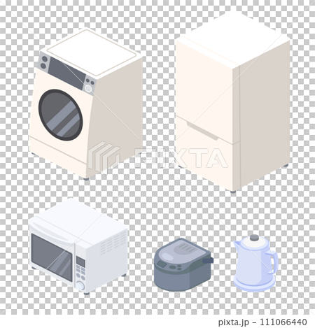 Isometric set illustration of home appliances for living alone Isometric set illustration of home appliances for living alone 111066440
