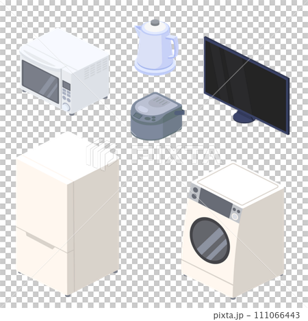 Isometric set illustration of home appliances for living alone 111066443