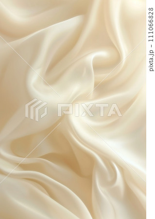 Elegant beige satin fabric flowing, with soft waves and curves, perfect for luxury fashion backgrounds, beauty industry visuals, or sophisticated event designs. Nude gradient backdrop. Generative AI. 111066828