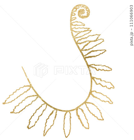 Hand drawn fern leaves, golden outlines, isolated illustration, wedding stationery element Hand drawn fern leaves, golden outlines, isolated illustration, wedding stationery element 111066903
