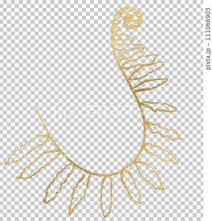 Hand drawn fern leaves, golden outlines, isolated illustration, wedding stationery element Hand drawn fern leaves, golden outlines, isolated illustration, wedding stationery element 111066903