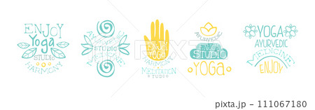 Yoga Center and Harmony Studio Label Vector Set 111067180