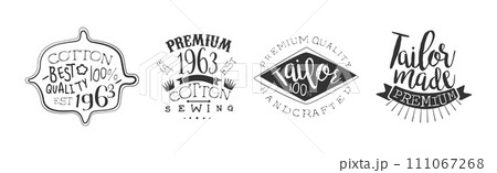 Clothing and Cotton Sewing Monochrome Shop Label Vector Set 111067268