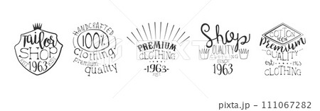 Clothing and Cotton Sewing Monochrome Shop Label Vector Set 111067282