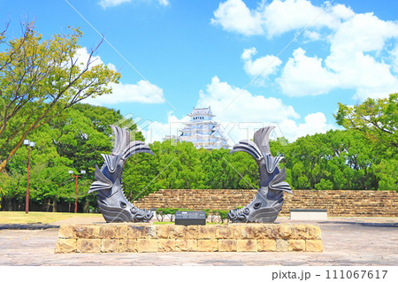 兵庫県姫路市、城見台公園から見た国宝姫路城の風景 111067617