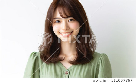 カメラ目線で笑顔の女性 111067867