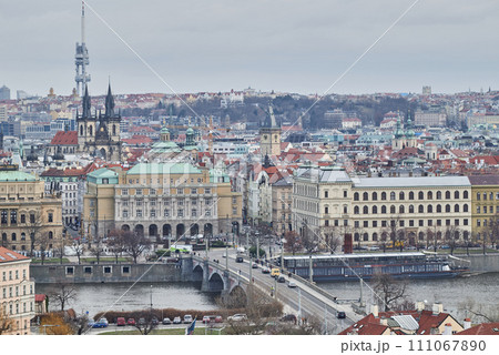 Aerial cityscape view of Prague capital city of Czech Republic Aerial cityscape view of Prague capital city of Czech Republic 111067890