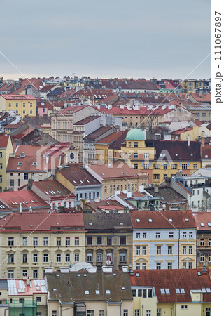Aerial cityscape view of Prague capital city of Czech Republic Aerial cityscape view of Prague capital city of Czech Republic 111067897