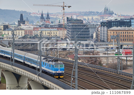 Aerial cityscape view of Prague capital city of Czech Republic 111067899