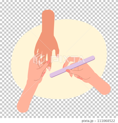 ネイルサロンで爪を整えているイラスト／ネイルケア 111068522