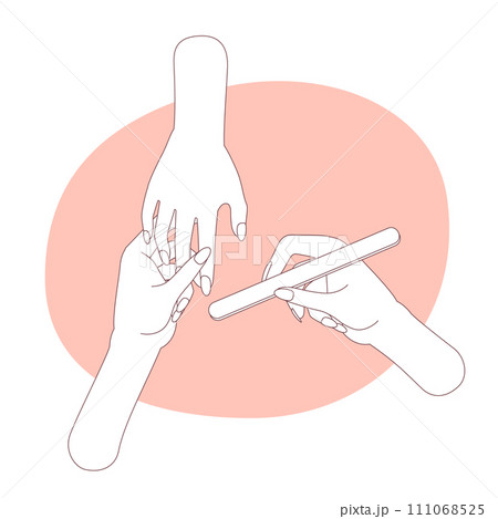 ネイルサロンで爪を整えているイラスト／ネイルケア 111068525