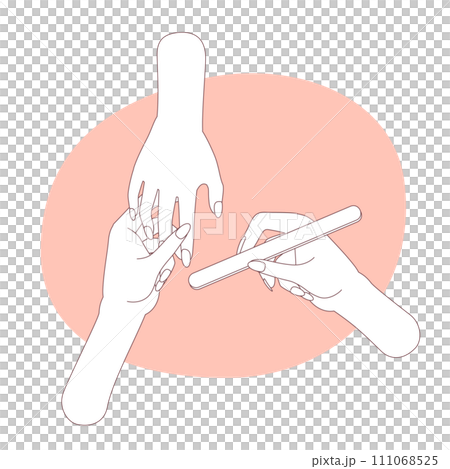 ネイルサロンで爪を整えているイラスト／ネイルケア 111068525