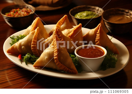 Mouthwatering and Aromatically Rich Traditional Indian Samosa. A Delectable Indulgence Mouthwatering and Aromatically Rich Traditional Indian Samosa. A Delectable Indulgence 111069305