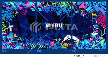 Colorful Abstract Urban Style Hiphop Graffiti Street Art Vector Illustration Background Template Colorful Abstract Urban Style Hiphop Graffiti Street Art Vector Illustration Background Template 111069367