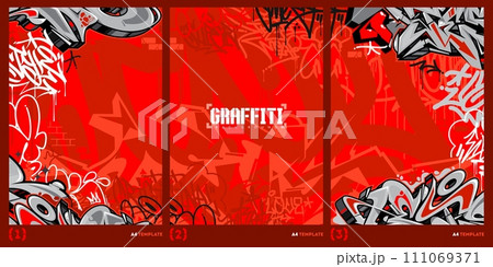 Abstract Dark Graffiti Style A4 Poster Vector Illustration Art Template 111069371