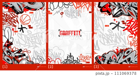 Abstract Graffiti Style A4 Poster Vector Illustration Art Template 111069378