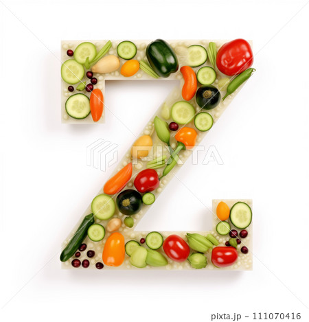 Fruit and vegetable alphabet on a white background, Letter Z Fruit and vegetable alphabet on a white background, Letter Z 111070416