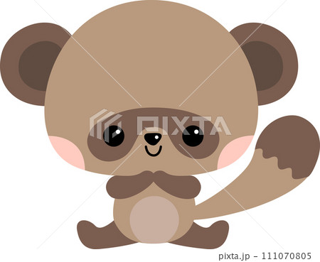 幼児向けのかわいいタヌキのキャラクターイラスト 111070805