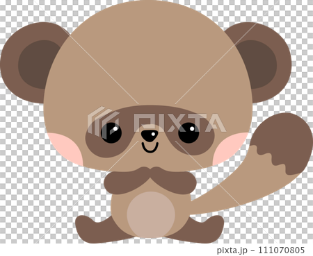 幼児向けのかわいいタヌキのキャラクターイラスト 111070805